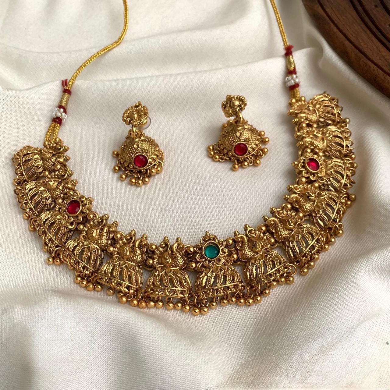 Gold-Toned Non-Idol Peacock Motif Necklace 1603