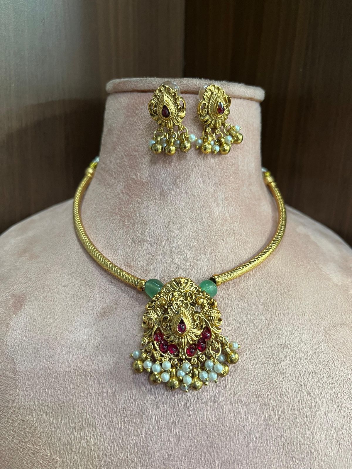 Gold-Toned Padma Peacock Pendant Necklace 1397