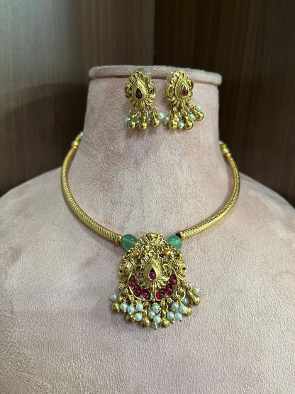 Gold-Toned Padma Peacock Pendant Necklace 1397