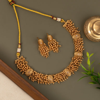 Gold-Toned Ghungroo Beaded Choker Necklace  1482