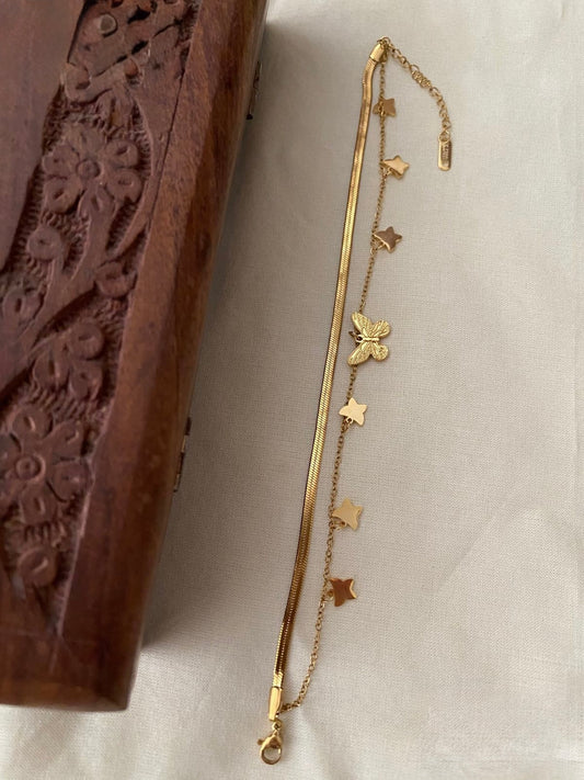 Gold-Toned Butterfly Designed Anklet AK 52 (Only for one Leg)