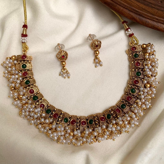 Gold-Toned Ghungroo Stone-Studded Necklace 157