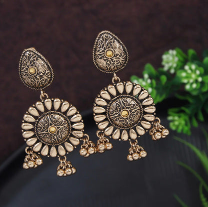 Gold Plated Floral Trendy Drop Earring ER 20