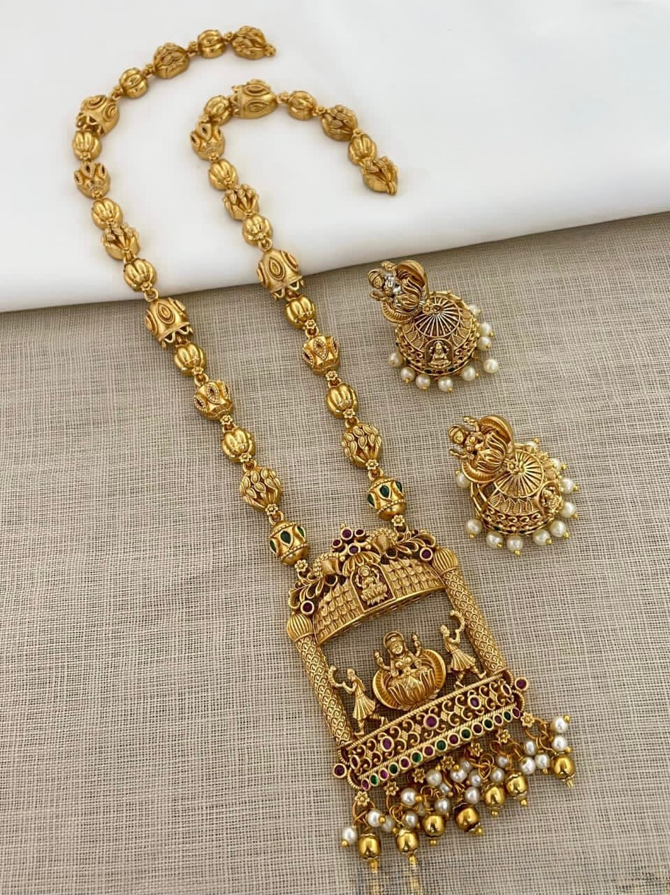 Gold-Toned Temple Lakshmi Long Necklace 365