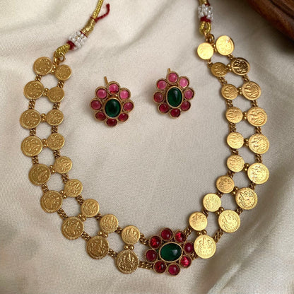Gold-Toned Kaasu-Floral Necklace 237