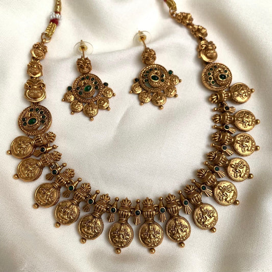 Gold-Toned Kaasu Lakshmi Necklace 1440