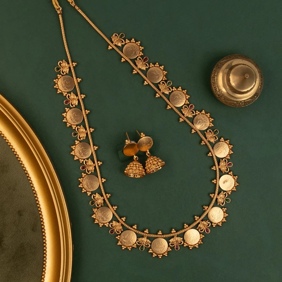 Gold-Toned Lakshmi Kaasu Long Necklace 1606