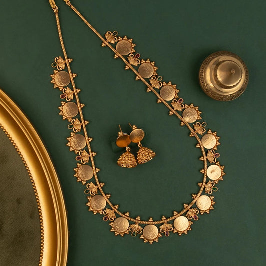 Gold-Toned Lakshmi Kaasu Long Necklace 1606