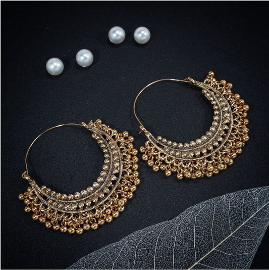 Antique Gold Plated Chandbali Hoops Earring ER 65