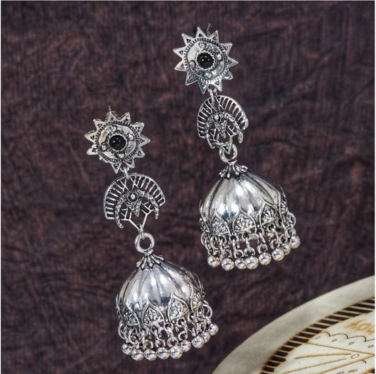 Antique Silver plated Jhumki Earring With silver Beads  ER 42