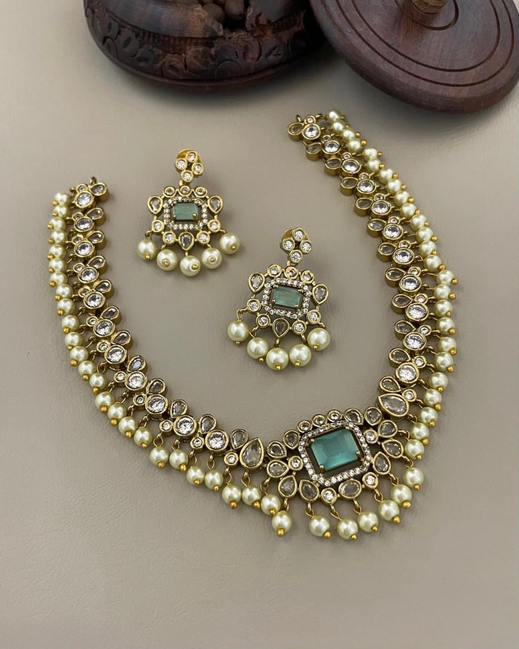 Gold-Toned Dew-Drop Pearl Necklace 831