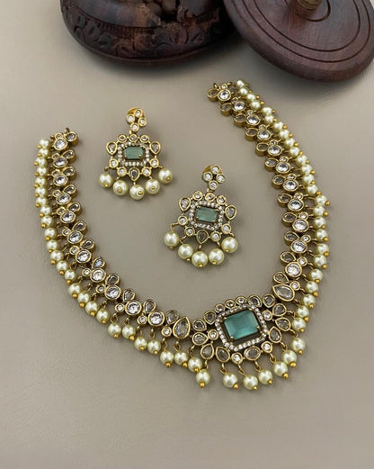 Gold-Toned Dew-Drop Pearl Necklace 831