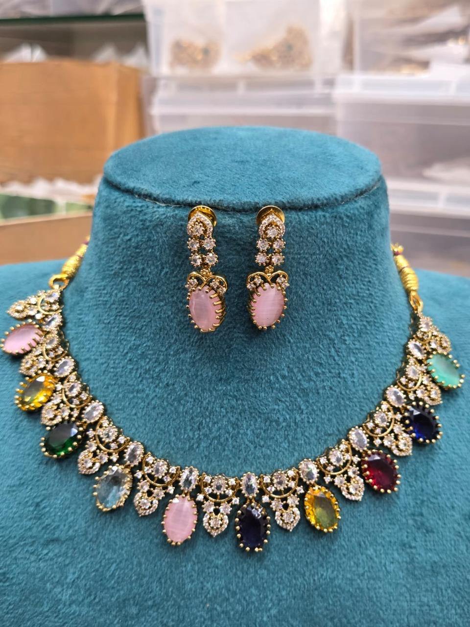 Gold-Toned Floral AD Necklace 639