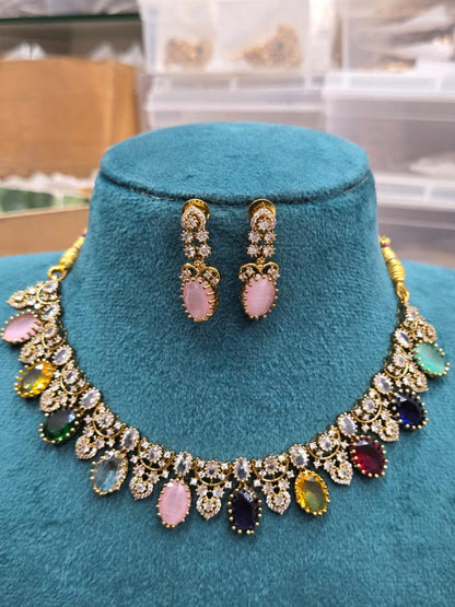 Gold-Toned Floral AD Necklace 639