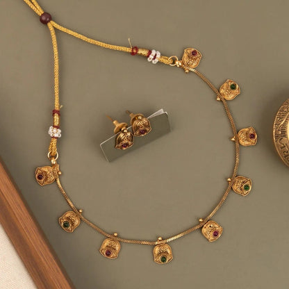 Gold-Toned Bell Designed Necklace 1804