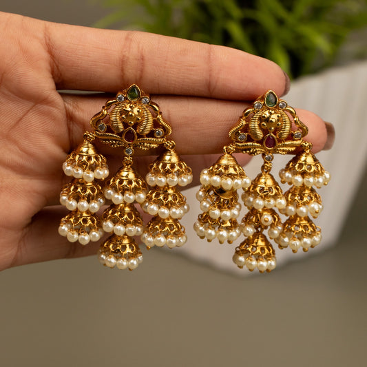 Gold-Toned Floral Non-Idol Jhumka Earrings ER 286