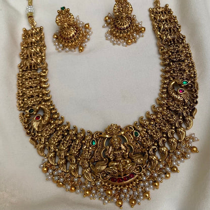 Gold-Toned Peacock Lakshmi X Mango Necklace 1559