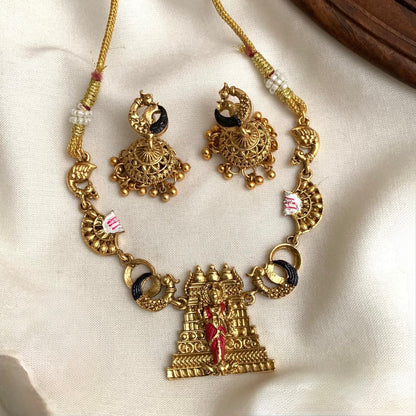 Gold-Toned Gopuram Lakshmi Necklace 1607