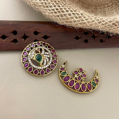 Mehendi-Polish Sun and Moon Designed Hair Choti HR 06