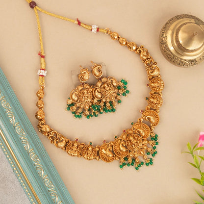 Gold-Toned Lakshmi Peacock Necklace 1611