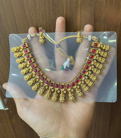Gold-Toned Lakshmi Floral Choker Necklace 1605