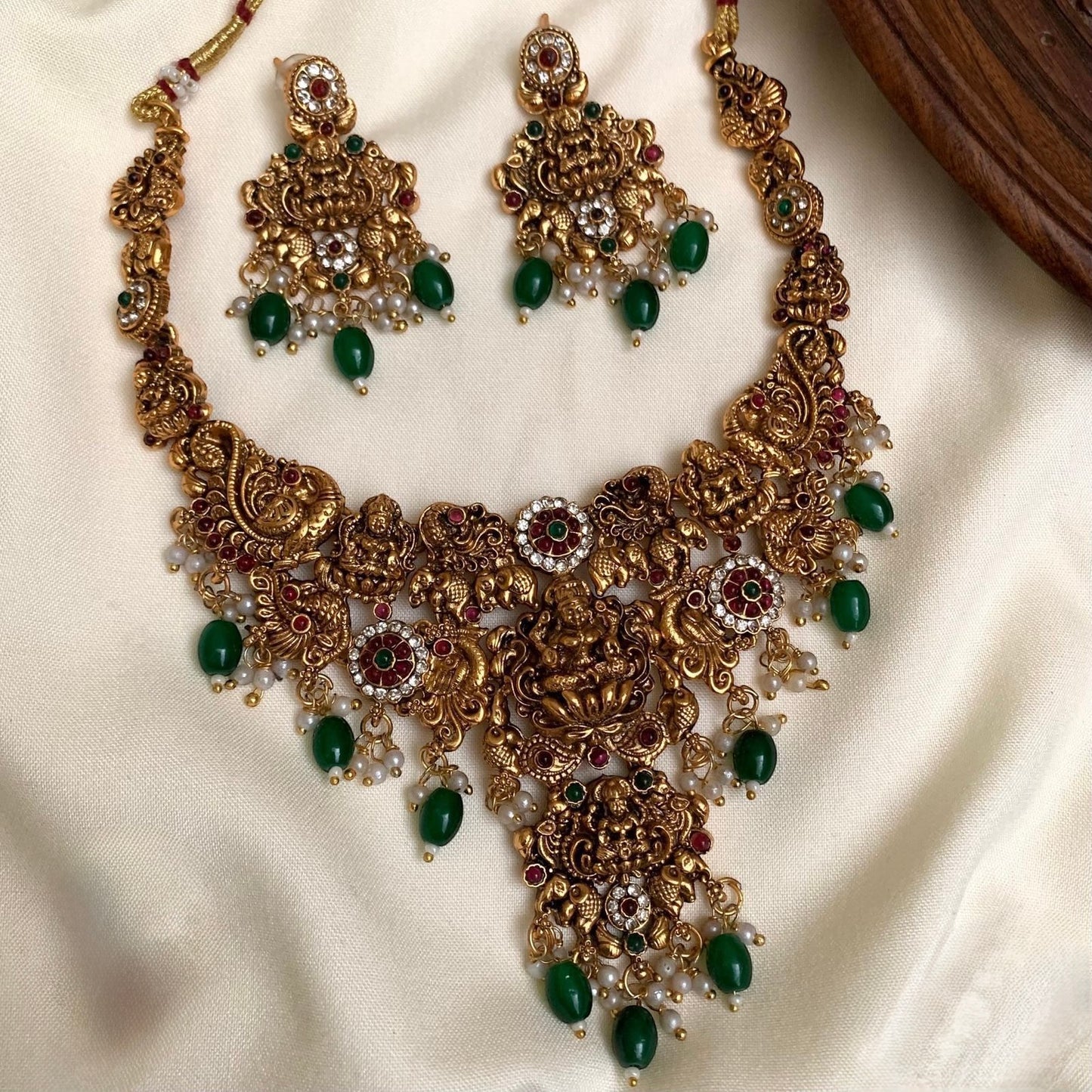 Gold-Toned Lakshmi Peacock Motif Necklace 207