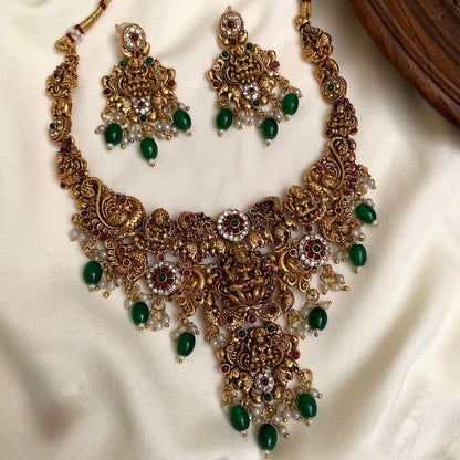 Gold-Toned Lakshmi Peacock Motif Necklace 207