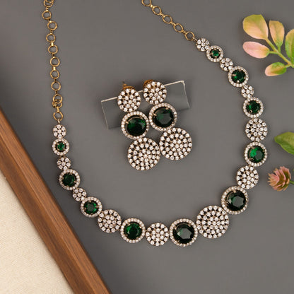 Mehendi Polish Round-Designed AD Choker Necklace 1480