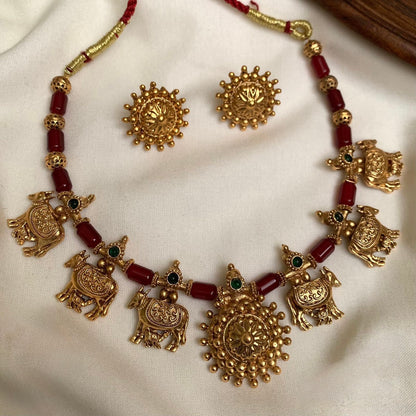 Gold-Toned Kamadhenu Inspired Necklace 1458