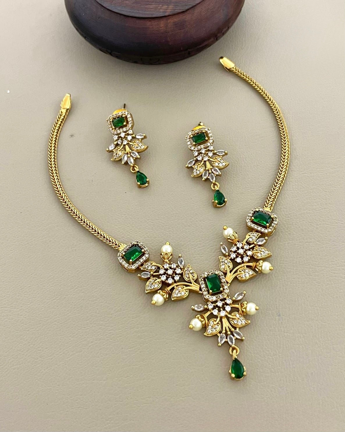 Gold-Toned Freya AD Short Necklace 638