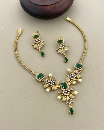 Gold-Toned Freya AD Short Necklace 638