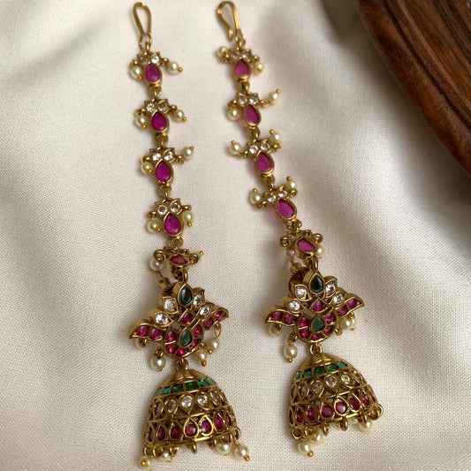 Gold-Toned Floral Mattal Earrings ER 890