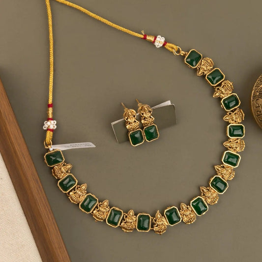 Gold-Toned Traditional Lakshmi Choker Necklace 1784