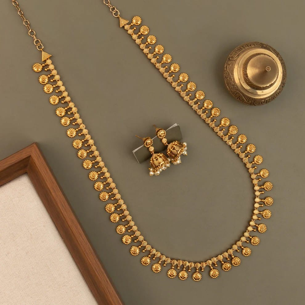Gold-Polish Long Necklace 1807