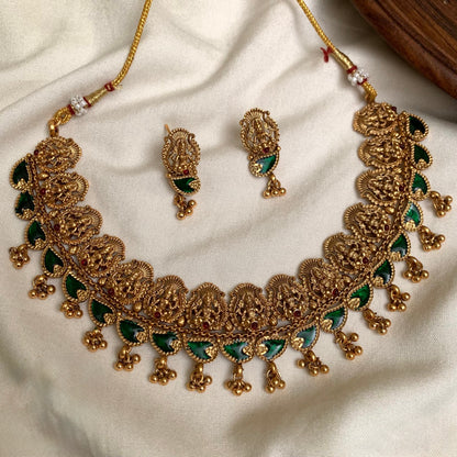 Gold-Toned Lakshmi Palakka Mango Necklace 1412