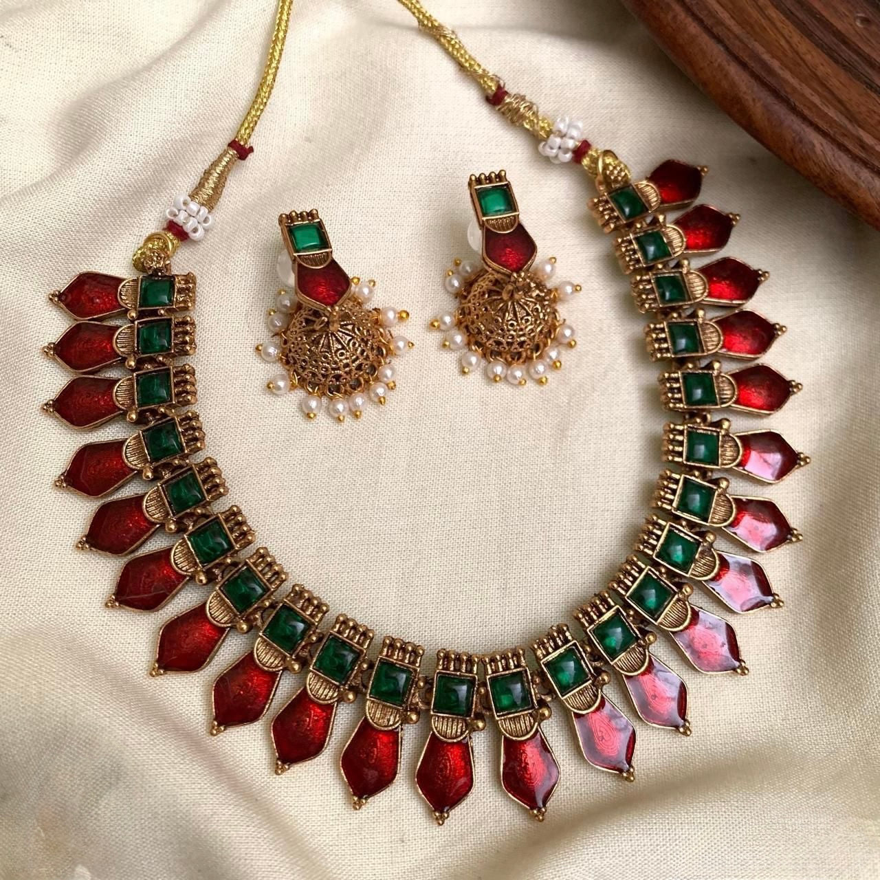 Gold-Toned Kovai Palakka Version Necklace 166