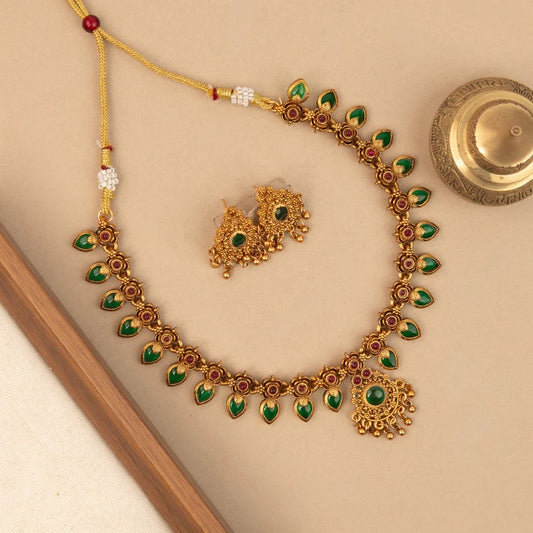 Gold-Toned Mango Designed Necklace 1612