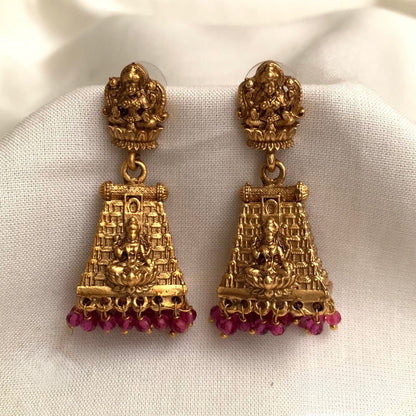 Gold-Toned Gopuram Lakshmi Earrings ER 945