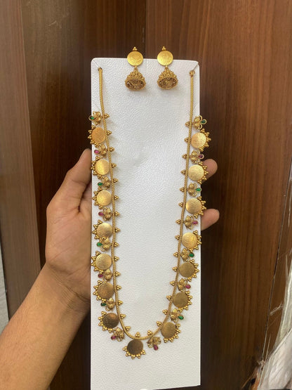 Gold-Toned Lakshmi Kaasu Long Necklace 1606