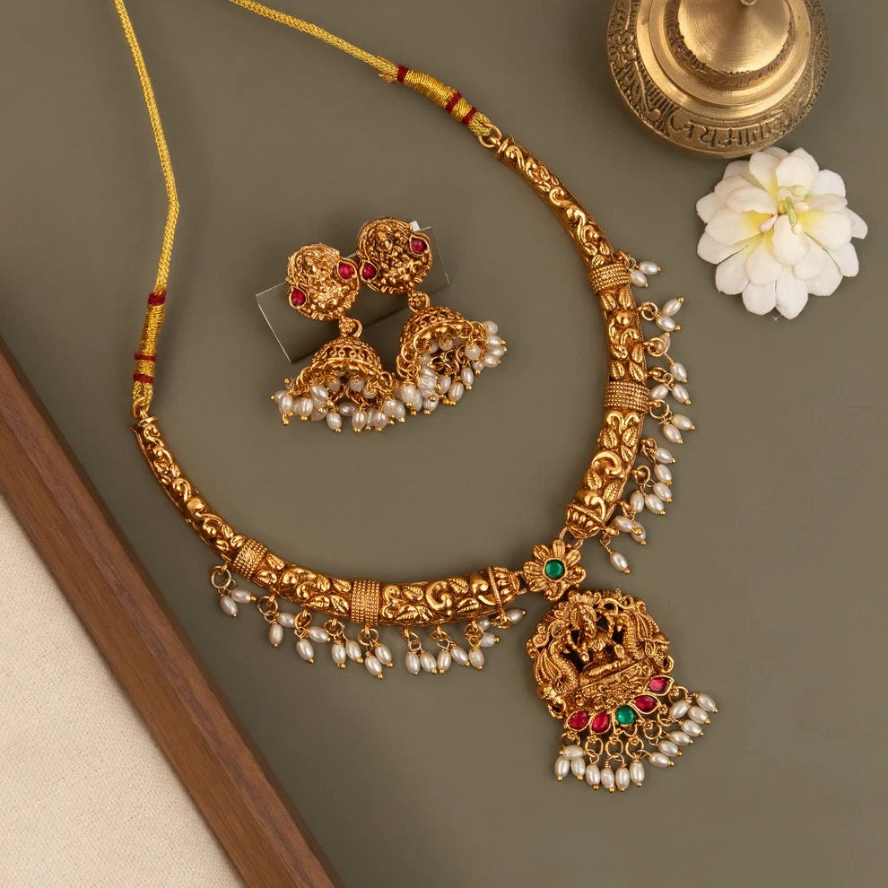 Gold-Toned Lakshmi Floral Neck-Cuff Necklace 1572