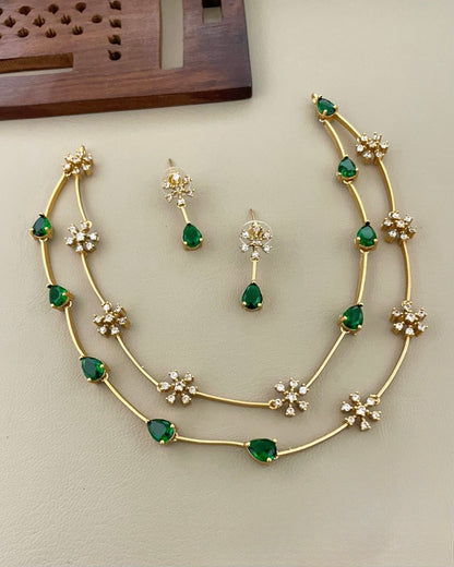 Gold-Toned Two-layer Stone-Studded Necklace 1457