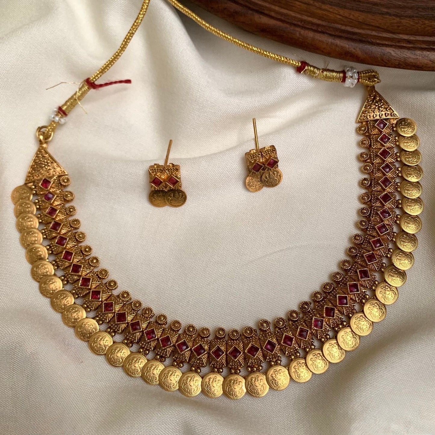 Gold-Toned Kaasu Lakshmi Designed Necklace 1435