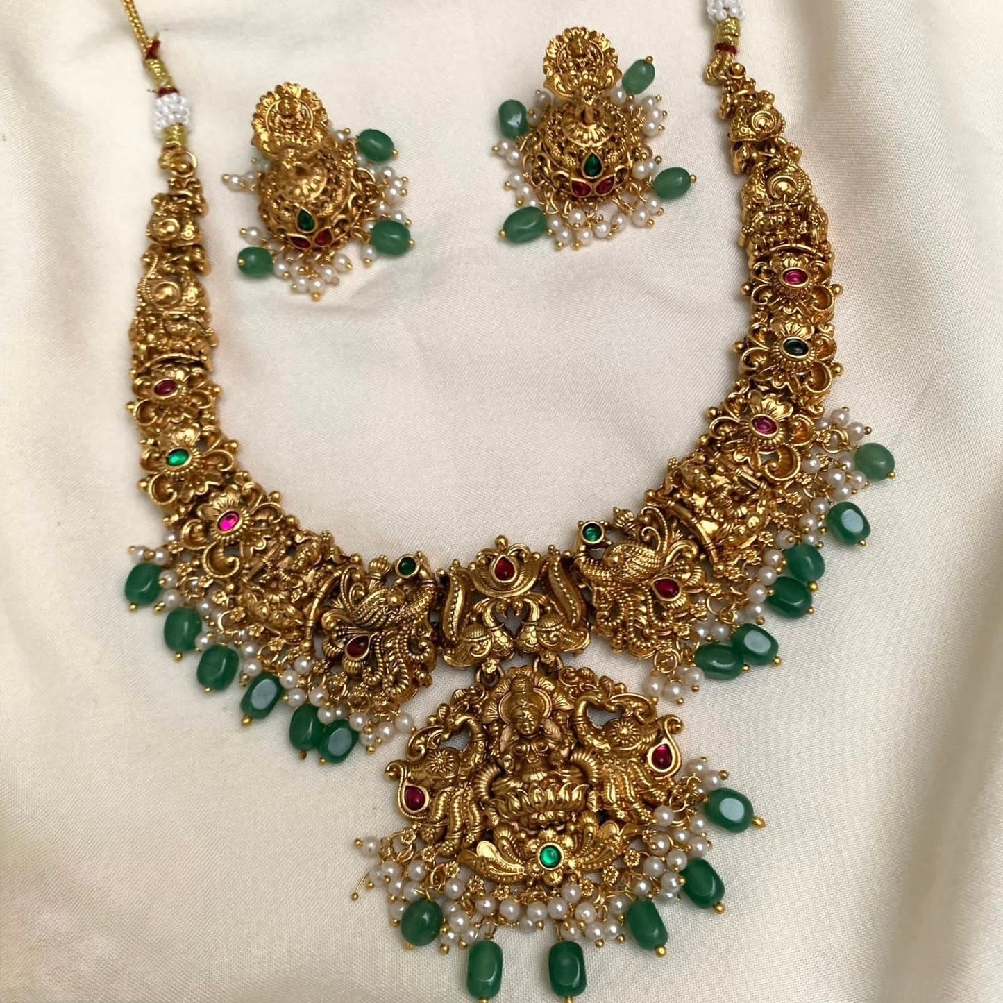 Gold-Toned Lakshmi Peacock Necklace 1558