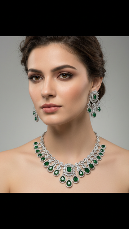Premium Stone-Studded Cubic Zirconia AD Necklace 1279