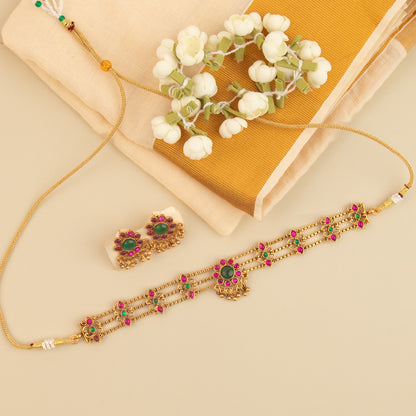Gold-Toned Floral Choker Necklace 1837