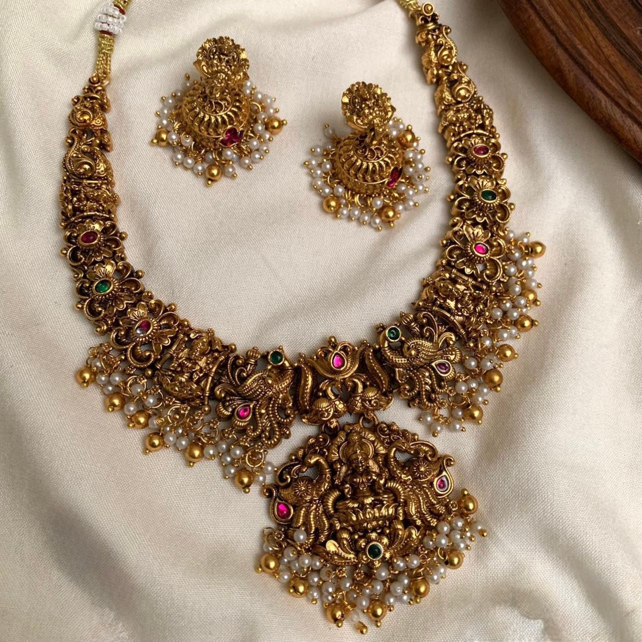 Gold-Toned Lakshmi Floral Necklace 1395