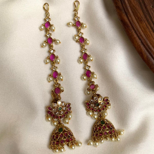 Gold-Toned Floral Mattal Earrings ER 894