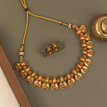 Gold-Toned Kaasu Lakshmi Choker Necklace 1608