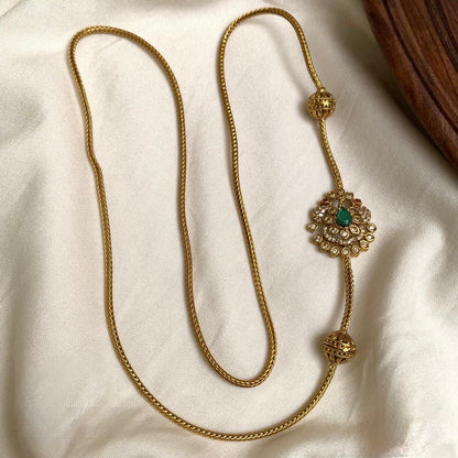 Gold-Toned Mugappu Chain Long Necklace 033