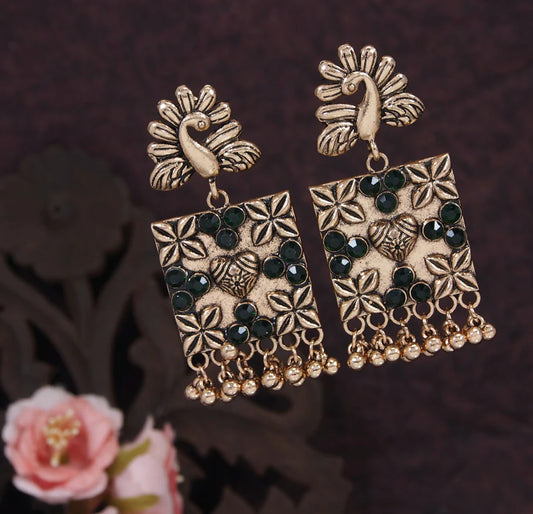 Antique Gold Plated Casual Hanging Peacock Design Earring ER 77